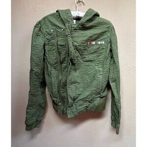 B By Burton Womens Asymmetric Full Zip Hoodie Jacket Green Long Sleeve Cotton